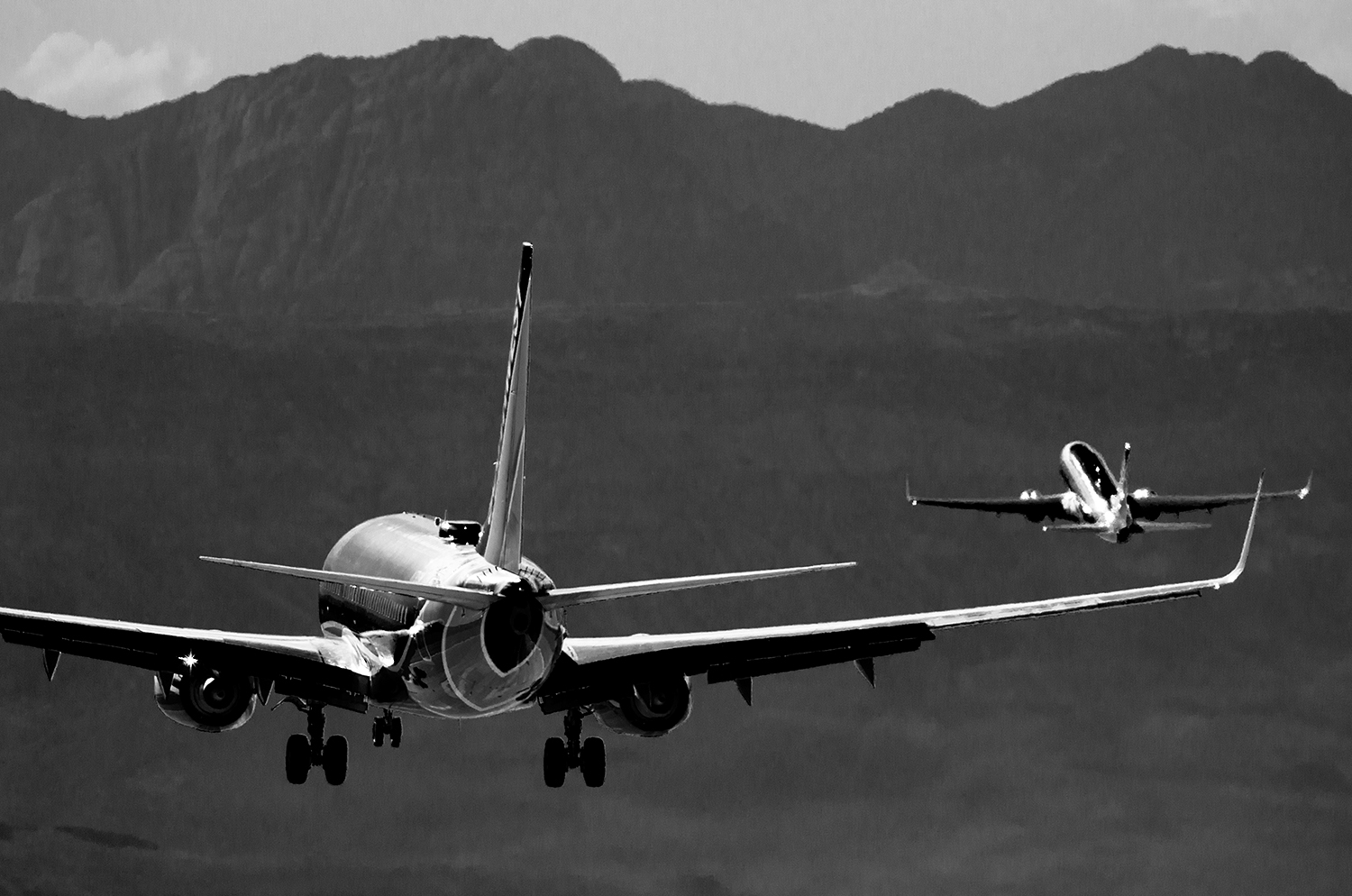 Southwest 737's arriving and departing into the late sun